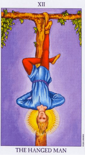 Carta El Loco del tarot Rider-Waite mostrando a un joven caminando al borde de un precipicio con una rosa blanca y un perro a su lado.