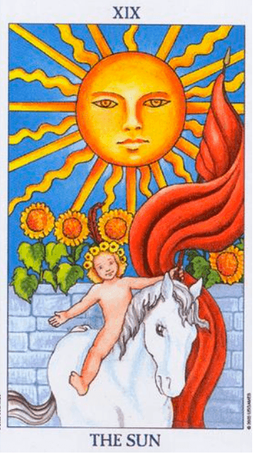 Carta El Loco del tarot Rider-Waite mostrando a un joven caminando al borde de un precipicio con una rosa blanca y un perro a su lado.