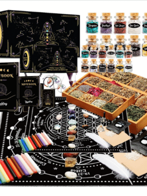 Witchcraft Supplies Kit – 80 Piezas Esenciales para Rituales, Hierbas, Cristales y Velas