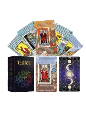 Muestra del Tarot Rider Waite con significados para principiantes sobre fondo transparente.