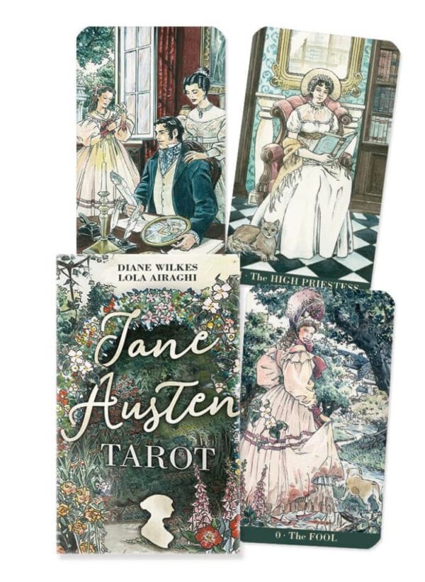 Jane Austen Tarot – Mazo Romántico Literario Mazo Jane Austen Tarot con ilustraciones románticas inspiradas en la literatura clásica