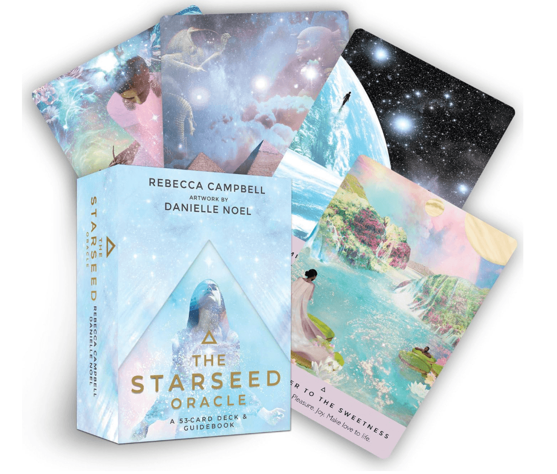 Starseed Oracle mazo de cartas oráculo con ilustraciones cósmicas y simbolismo espiritual