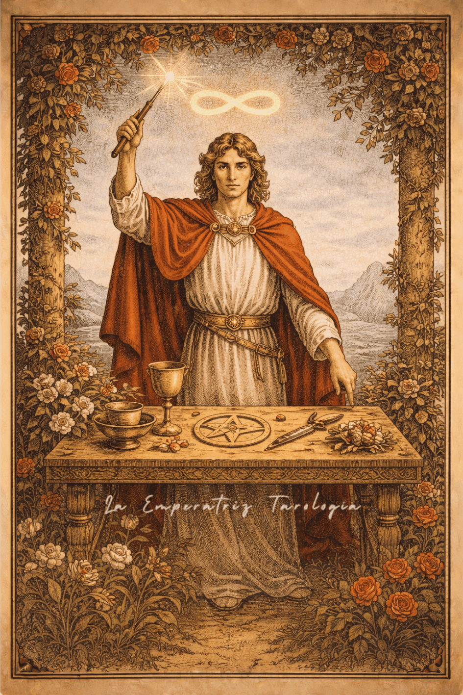 Ilustración del arcano El Loco del tarot inspirada en el Rider-Waite, creación visual de La Emperatriz Tarología